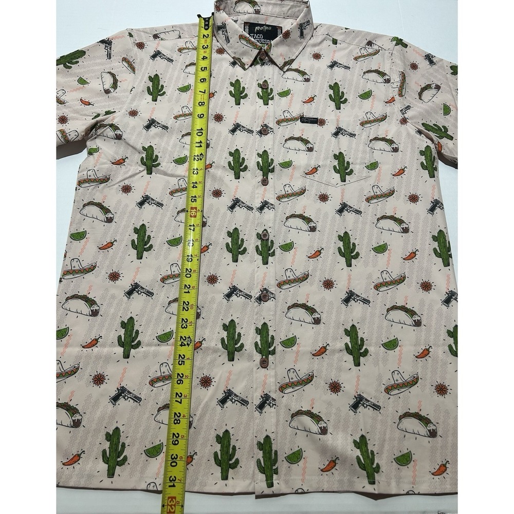 Retro Rifle Taco Tuesday Shirt Mens XL AOP Cactus Hawaiian Casual Button Up - Picture 3 of 8